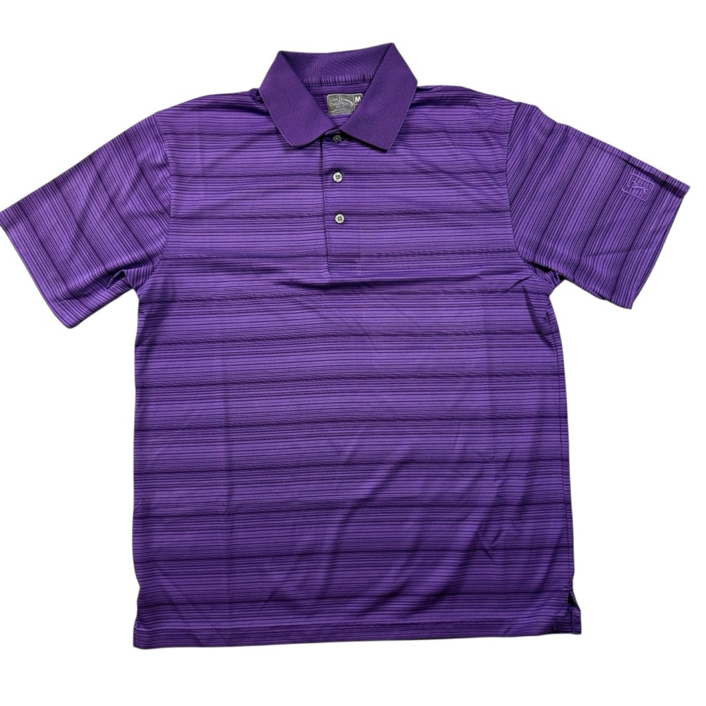 Champions Tour Performance Polo Shirt – Purple Textured Stripe – Size Medium